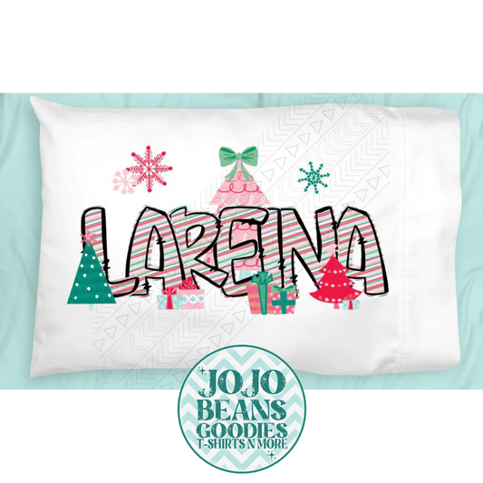 Pink Christmas - Name Pillowcase