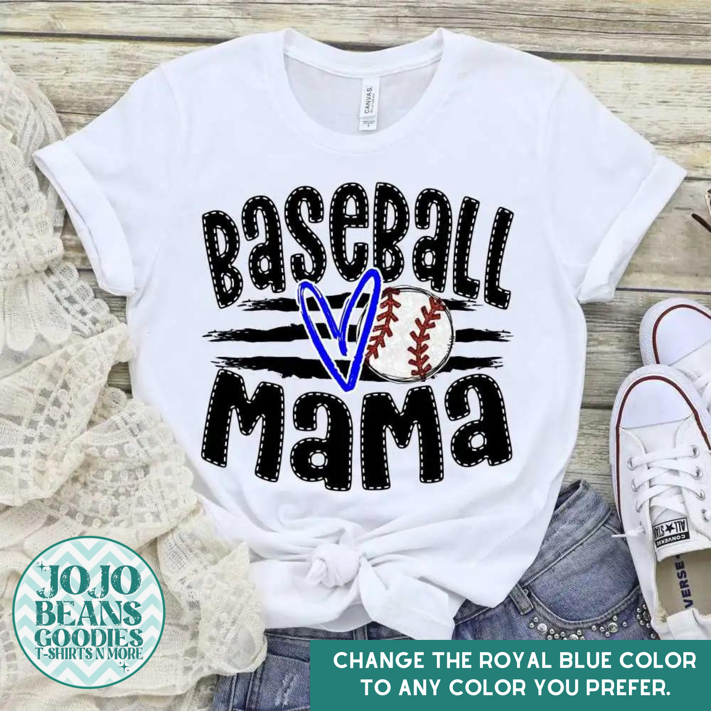 Baseball Mama - Ball & Stripes - Customize