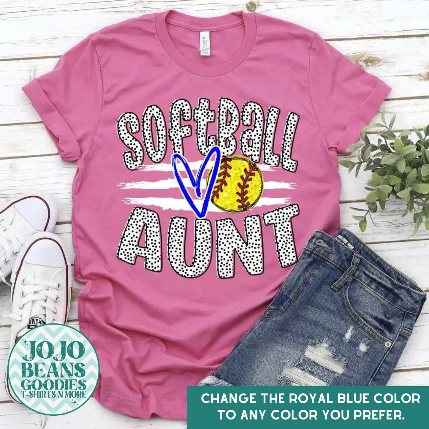 Softball Aunt - Ball & Stripes - Customize