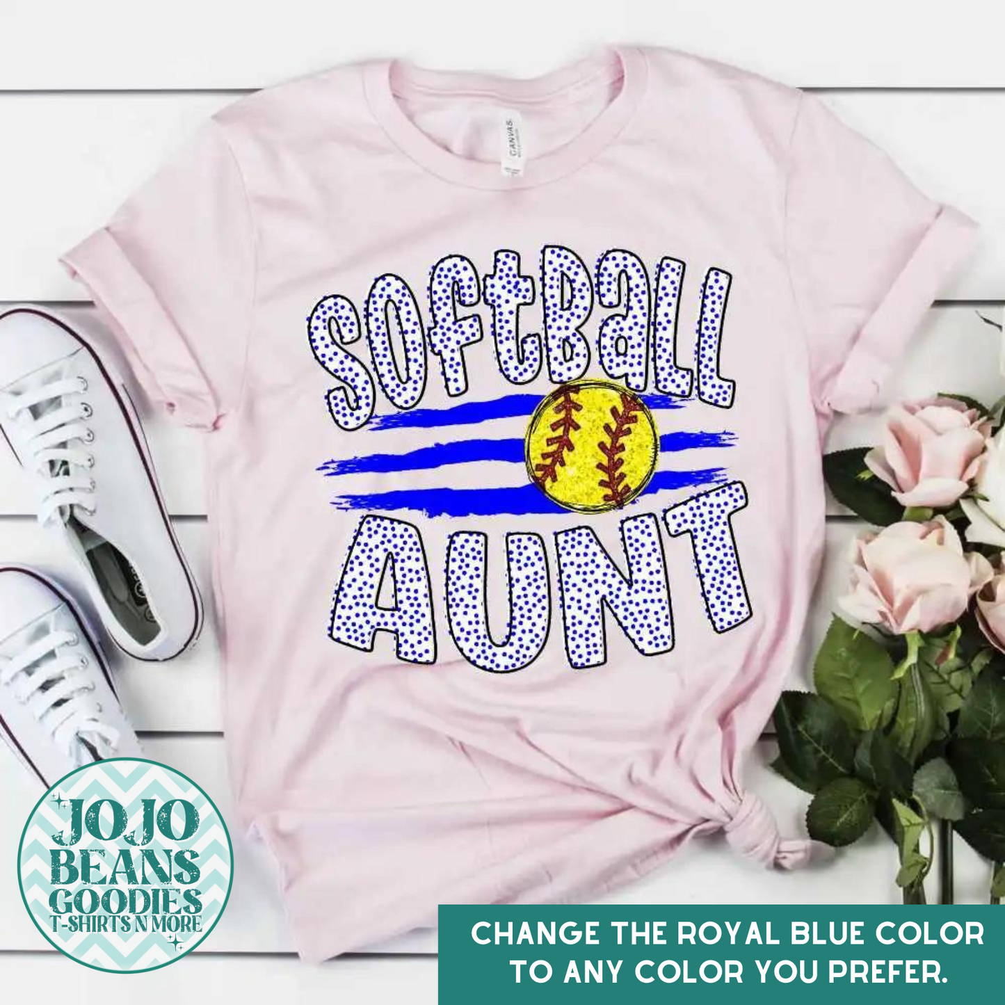 Softball Aunt - Ball & Stripes - Customize