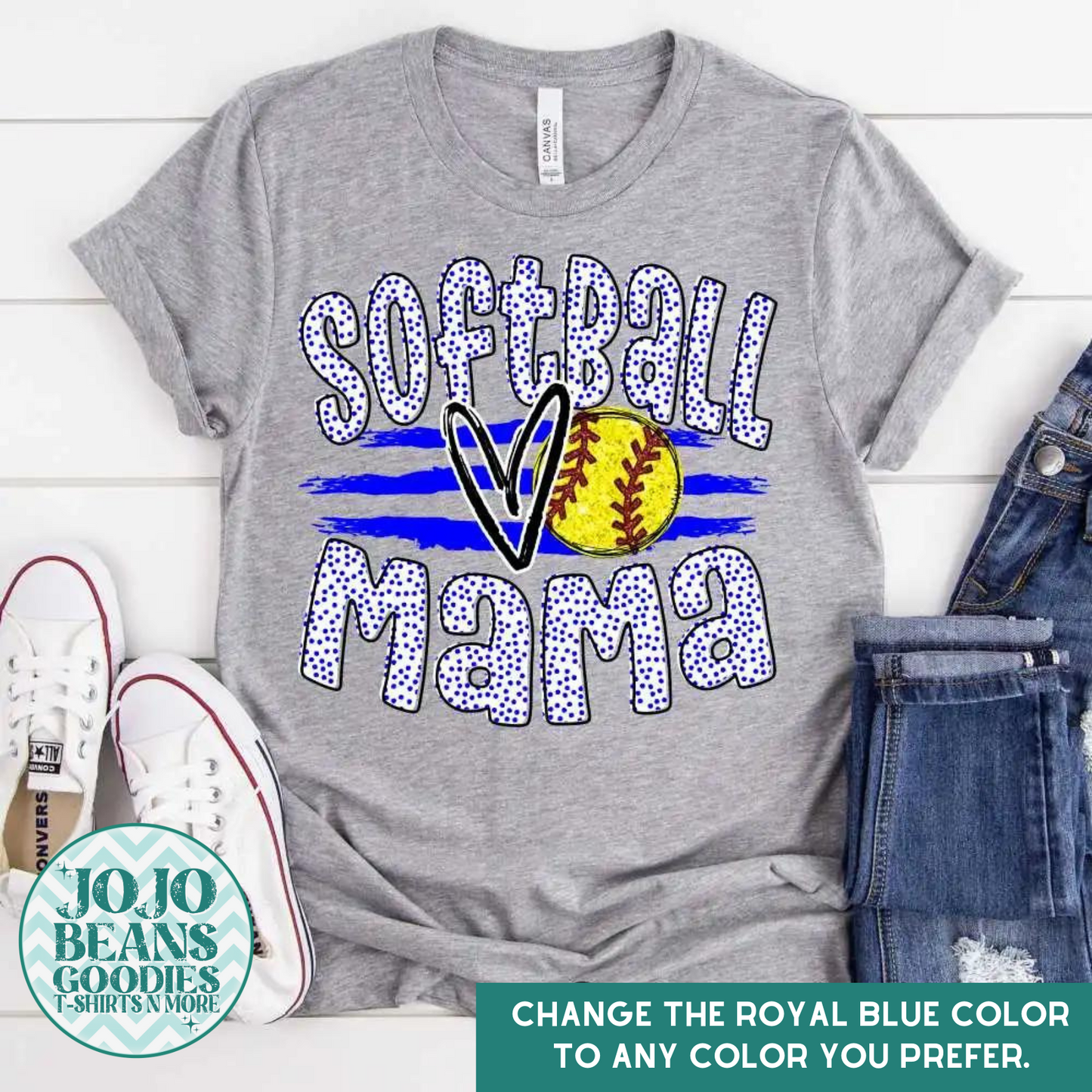 Softball Mama - Ball & Stripes - Customize