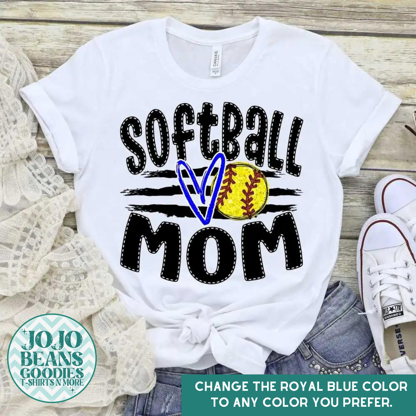 Softball Mom - Ball & Stripes - Customize