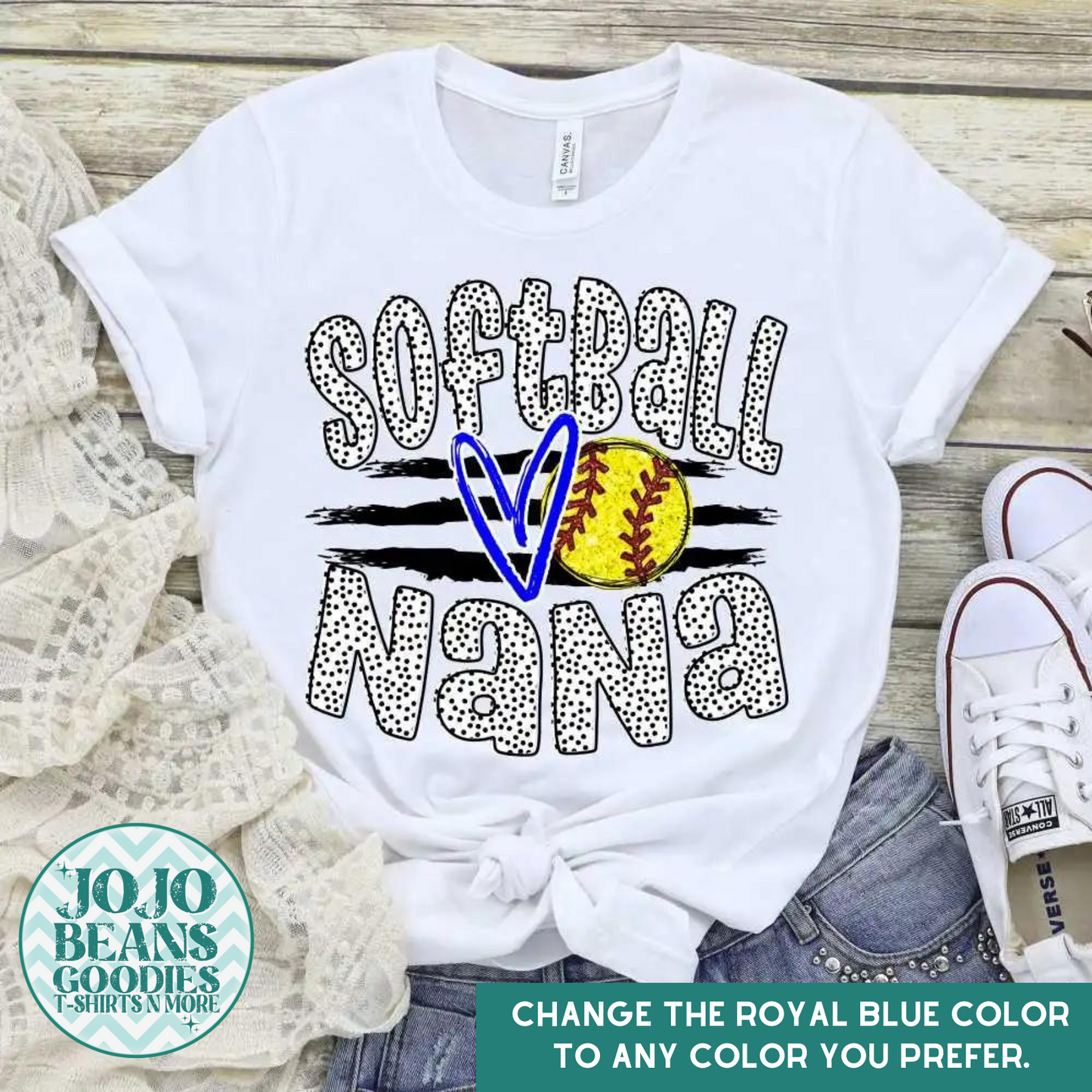 Softball Nana - Ball & Stripes - Customize