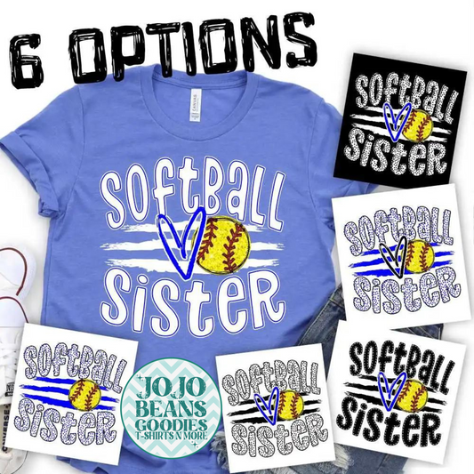 Softball Sister - Ball & Stripes - Customize