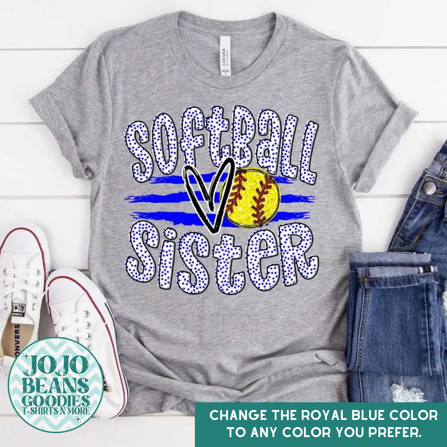Softball Sister - Ball & Stripes - Customize