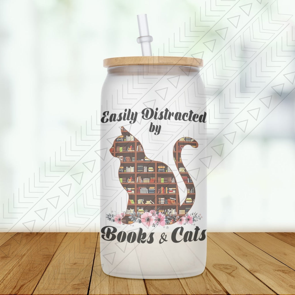 Books & Cats Glass Can