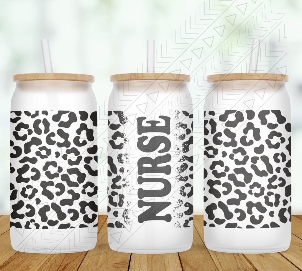 Leopard Print Personalized Glass Can