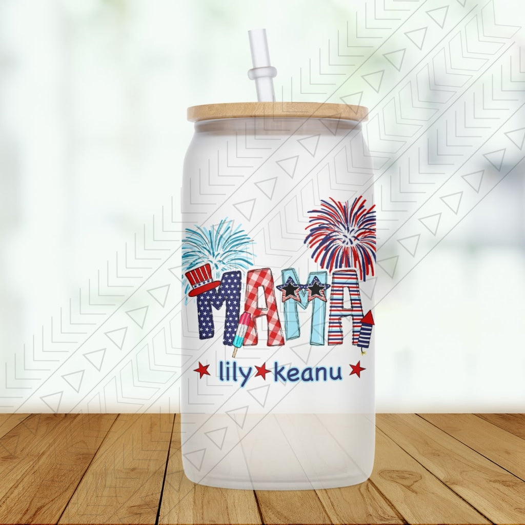 Mama 4Th Of July Glass Can
