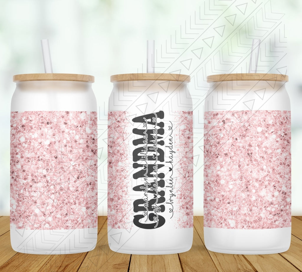 Pink Glitter Personalized Glass Can