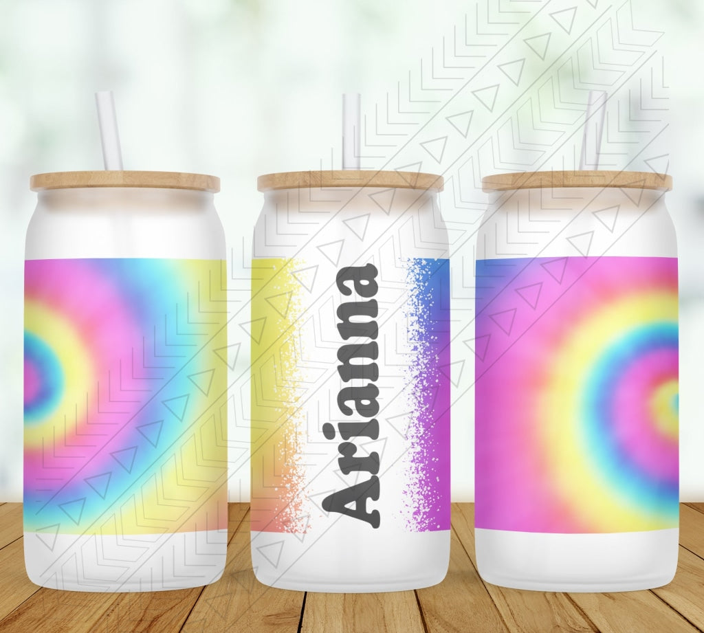Tie Dye Personalized Glass Can